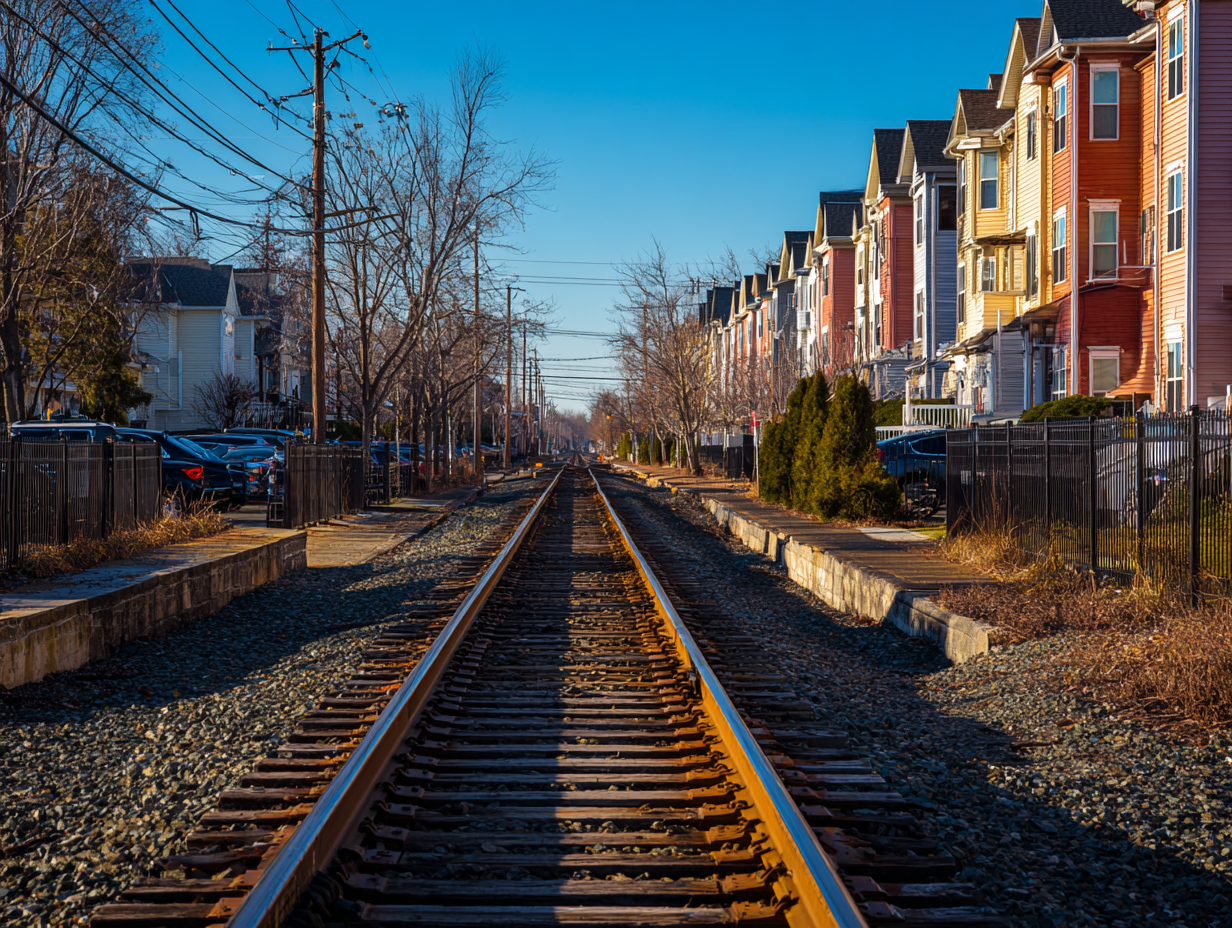 NJ Transit railway line near residential areas